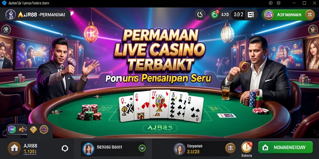 Tampilan menarik dari gameplay Live Casino AJR88 dengan dealer langsung.