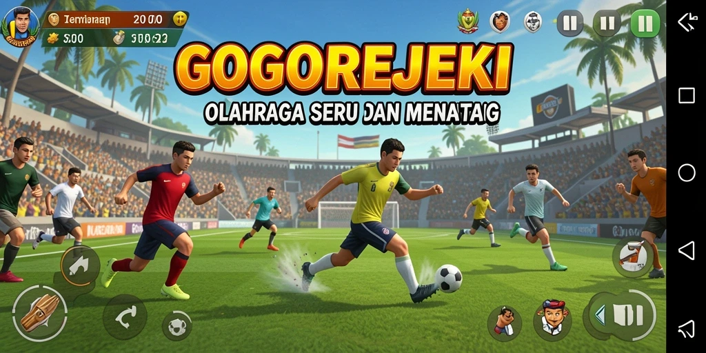 Screenshot gameplay GOGOREJEKI menampilkan aksi seru dari pertandingan olahraga.