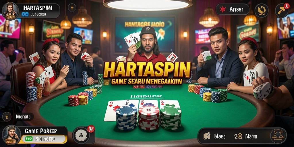 Screenshot HARTASPIN menampilkan gameplay poker yang menarik.