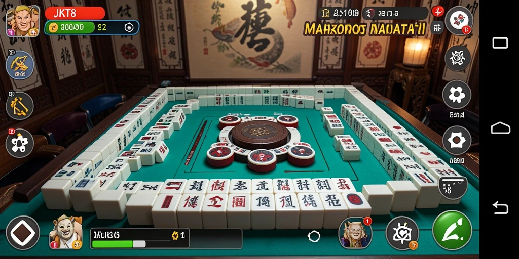 Screenshot utama JKT8 menampilkan gameplay menarik Mahjong.