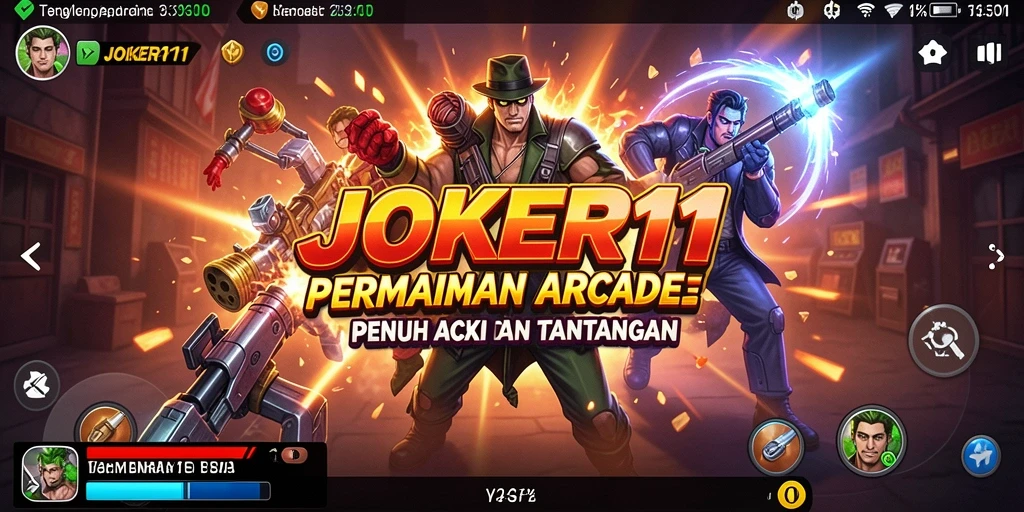Screenshot game JOKER11 memperlihatkan aksi menegangkan di arena arcade.