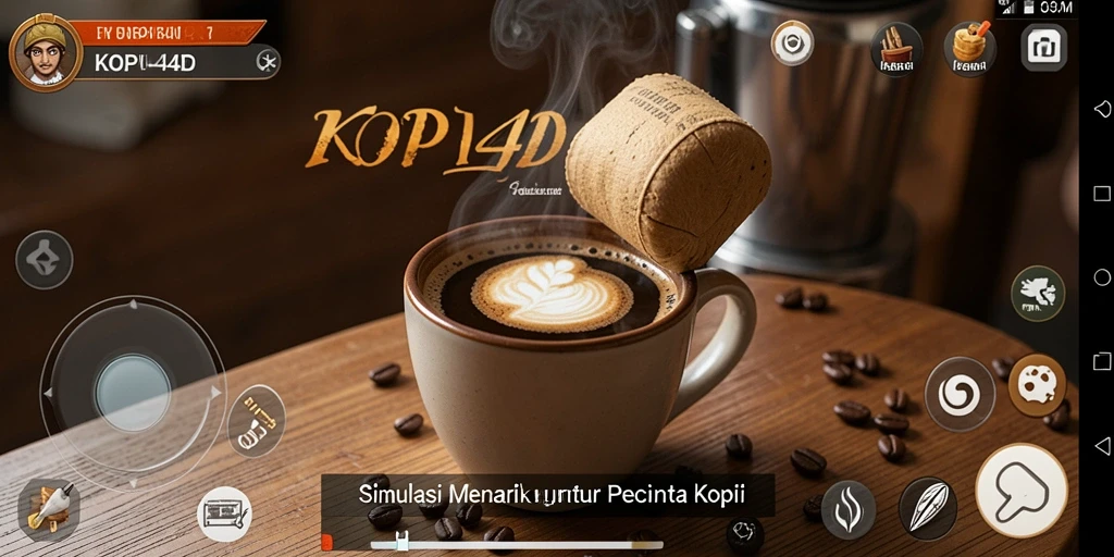 Screenshot gameplay KOPI4D menampilkan pengalaman kafe yang menarik.