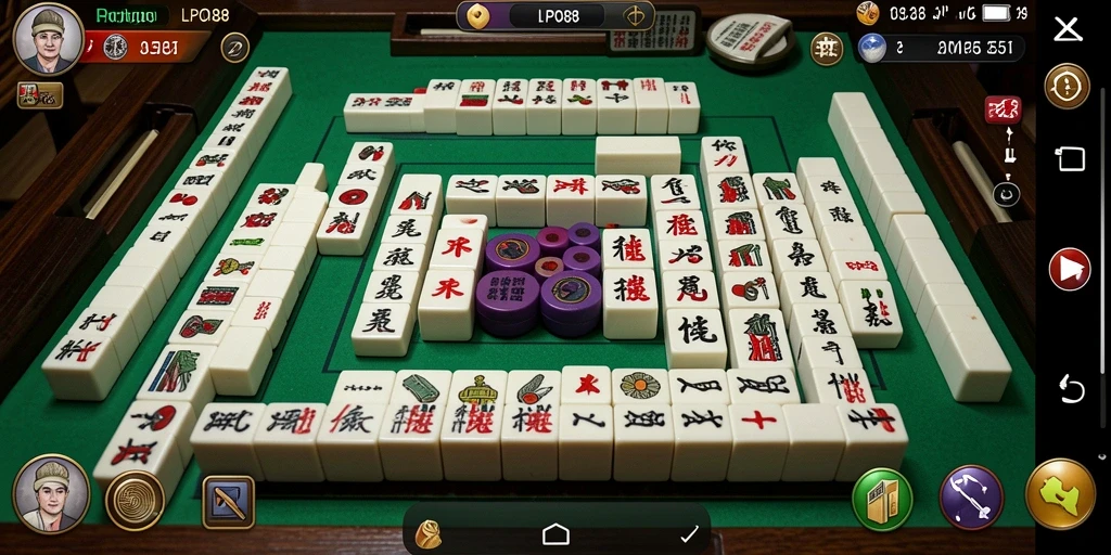 Tampilan gameplay menarik dari LPO88 dengan kartu Mahjong yang berwarna-warni.