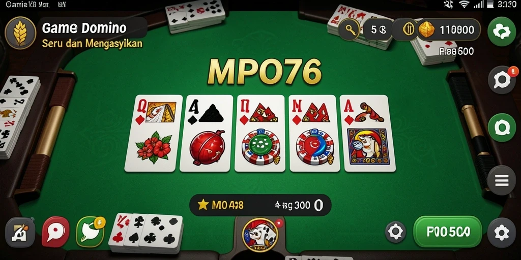 Screenshot utama MPO76 menampilkan permainan Domino yang mendebarkan.