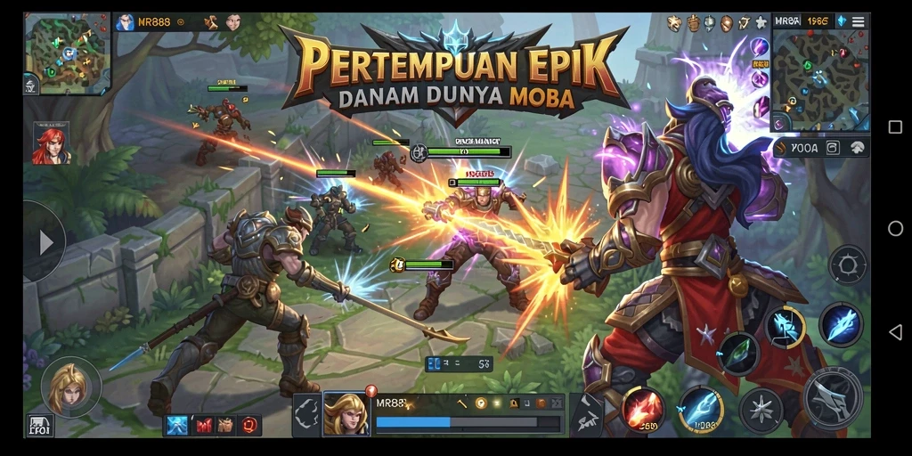 Screenshot gameplay MOBA yang seru dan dinamis di MR888.