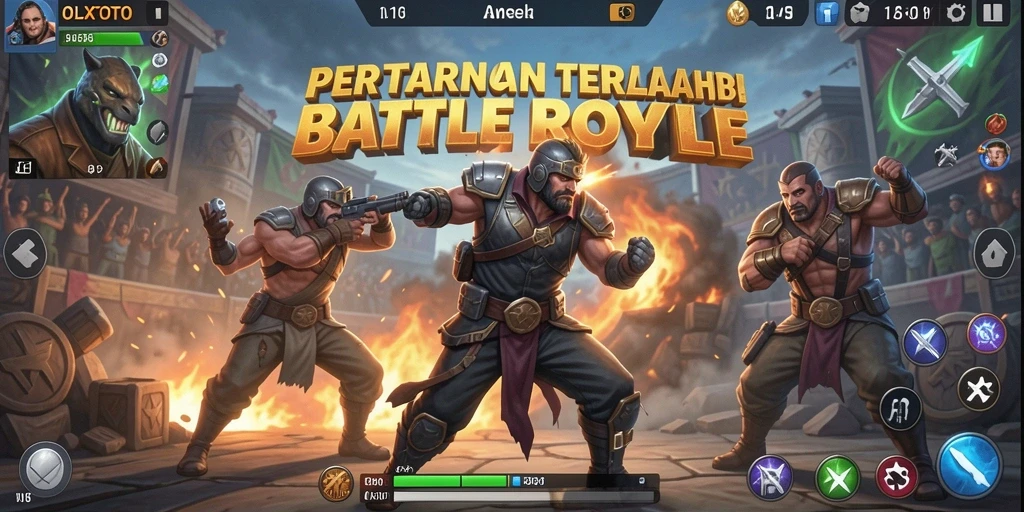 Tangkapan layar gameplay OLXTOTO yang menampilkan pertarungan epik Battle Royale.