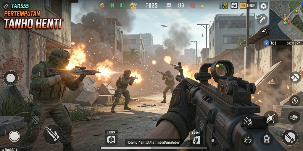 Tampilan gameplay <strong>TAR555</strong> yang seru dan mendebarkan saat pertempuran.