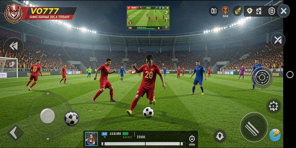 Tampilan gameplay seru dalam VO777 dengan aksi sepak bola yang mendebarkan.