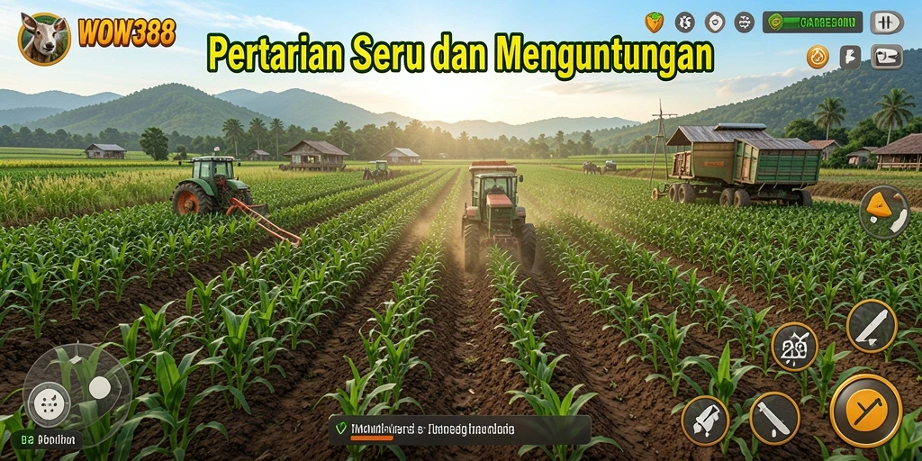 Gameplay WOW388 menampilkan aktivitas pertanian yang seru dan interaktif.